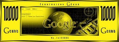 individueller Spielgeldschein von Google gelber individueller Spielgeldschein von Google