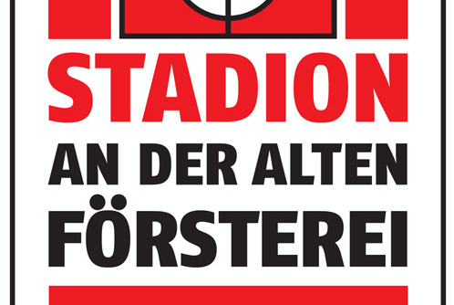 Logo Stadion Alte Försterei rot schwarzes Logo Stadion Alte Försterei