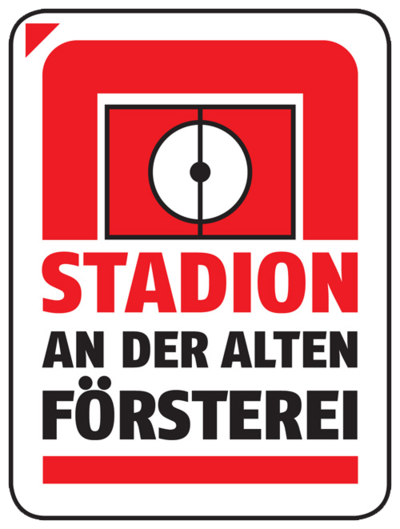Logo Stadion Alte Försterei rot schwarzes Logo Stadion Alte Försterei