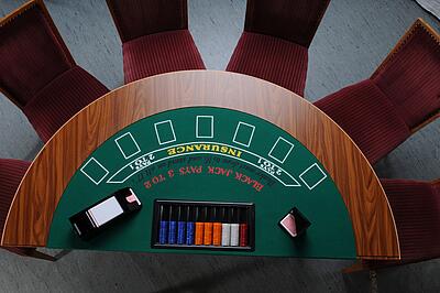 Draufsicht Mini Blackjack-Tisch Draufsicht auf den Mini Blackjack-Tisch