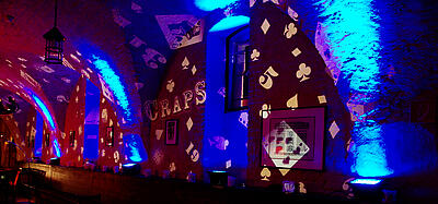 Projektion Craps bei einem Casinoevent der Deutschen Bank.