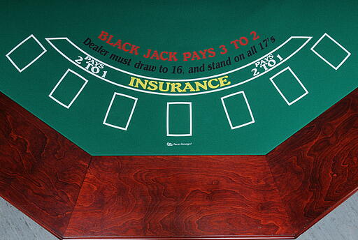 Draufsicht auf einem Blackjack-Tisch Draufsicht auf einem Blackjack-Tisch