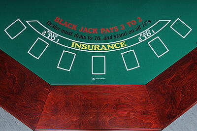 Draufsicht auf einem Blackjack-Tisch Draufsicht auf einem Blackjack-Tisch