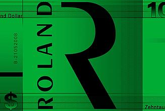 individuelles Spielgeld in der Währung Roland-Dollar grünes individuelles Spielgeld in der Währung Roland-Dollar für ein mobiles Casino